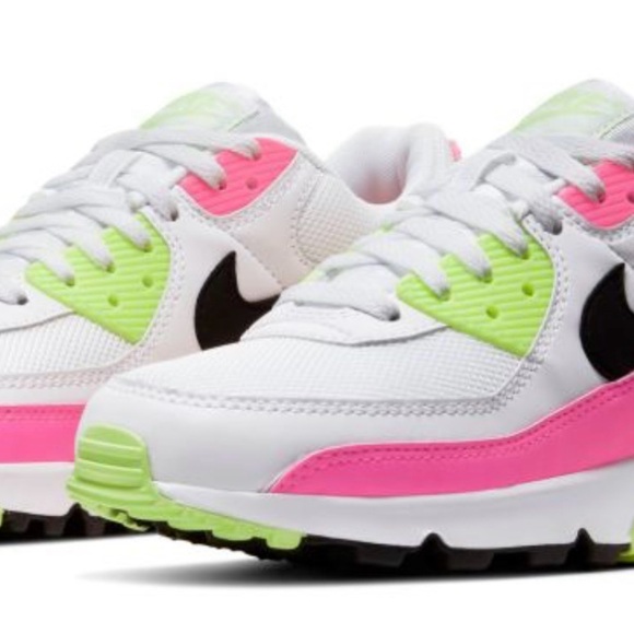 Women’s Air Max 90 white/black-pink blast-ghost green size 7 - Picture 7 of 9